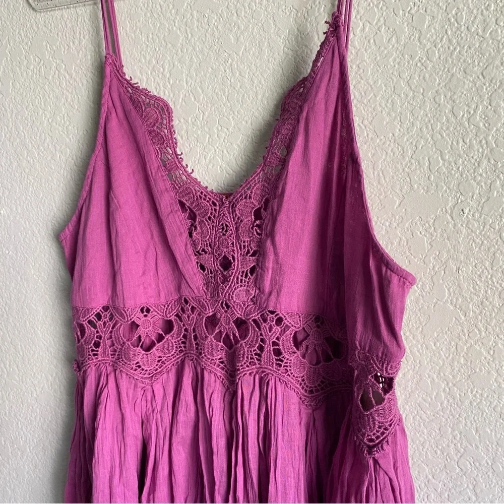 Free People Ilektra Slip Mini Dress Dahlia Mauve Magenta Boho Coquette NEW